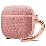 Spigen Urban Fit Designed for AirPods 4 Case and AirPods 4 with Active Noise Cancellation Case (2024) Premium Fabric Case Cover with Key Chain - Rose Gold