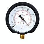 "Ji" Japsin Instrumentation Commercial Vacuum Gauge, 4" Dial, Range -760 mmHg to 0 with 30 InHg, Surface Mounting Bottom, Entry, Connection 3/8" BSP (M), MS Case & Brass Internals