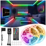 LED Strip Lights 65.6Ft(2 Rolls of 32.8ft), Dimmable 5050 RGB Color Changing Lights Strip with 40 Key IR Remote Controllers, Self-Adhesive Flexible 12V Bright LED Tape Light Kit for Home Party Holiday