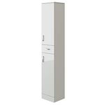 VeeBath Linx Free Standing Tall Bathroom Cabinet White High Gloss Storage Tallboy Cupboard Furniture - 350 x 330mm