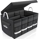 Oasser Car Boot Organiser Trunk Organiser Collapsible Waterproof Durable Multi Compartments with Sturdy Base Hook&Loop Fastener 1680D for Car Truck SUV & Indoor E3 (Large, Black)