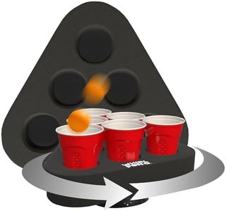 Whirl Pong Spinning Cup Pong Game - Black, Foam Triangle on Electric Spinning Platforms - Perfect for Tailgates, Socials, & Parties - USB Rechargeable, Waterproof, & Portable (Set of 2)