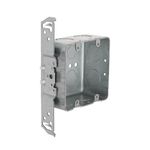 Hubbell-Raco 685 2-Device, 2-1/8-Inch Deep, 1/2-Inch and 3/4-Inch Side Knockouts, Wood/Metal Stud Bracket 4-Inch Square Switch Box, Drawn