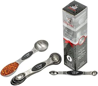 The Chef Guru 1 0, 1/8 tsp, 1/4 tsp, 1/2 tsp, 1 tsp, 1/2 Tbls, 1 Tbls, 18/10 (304) Stainless Steel/Black