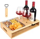 DBREAKS Couch Bar, Sofa Tray Snack Box, Couch Organiser & Sofa Organiser, Couch Tray with Bottle Opener, Sofa Butler with Snack Bowls, Drink Holder, Wooden Couch Bar, Serving Tray for Couch