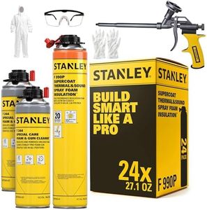 STANLEY Supercoat Spray Foam Insulation Kit - Closed Cell Spray Foam Covers Up to 480 Sq.Ft. - Gun, Cleaner, Safety Items Included - 27.1 oz, 24 Pack