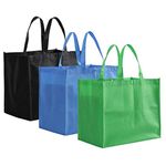 Tosnail 12 Pack Reusable Grocery Shopping Bags, Large Foldable Tote Bags Bulk, Fabric Bags with Long Handle for Shopping Groceries Clothes - Black, Blue, Green