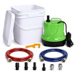 Tankless Water Heater Flushing Kit with 1/6HP Submersible Utility Pump, 2 x 6FT 3/4" GHT Hoses, 3-Gallon Pail, Bucket Lid Opener, Adapters & Nozzles, Descaling Flush Kit(Descaler Not Included)