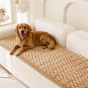 Eco-Ancheng Couch Cover for Dogs Pet Couch Cover for Sofa Washable Dog Sofa Covers Couch Protector for Cushion Fuzzy Non Slip Couch Slipcover with Elastic Straps for Pets,Dogs(Khaki,1PC/27.6x82.7 in)