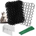 12 Pcs Cat Scat Mat Anti Cat Spikes Cat Spikes, Cat Scat Mat with Spikes, ABS Plastic Pet and Dog Deterrent Prickle Mat, Flat Prickle Strip Dig Stopper, with 12 Nails and 20 Cable Ties, for Garden