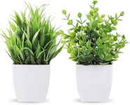 Bytebliss 2 Packs Small Fake Plants Mini Artificial Potted Plants for Table Desk Home Bathroom Office Decor