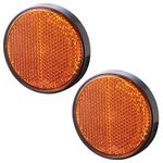 AGRISHOP 2xTrailer Round Reflectors Yellow Amber,Side Caravan Reflectors,Self Adhesive Reflectors Stick-on Reflective for Gate Posts,Reflectors E4 Approval for Vehicles Bike Lorry (Yellow-2PCS)