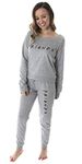 INTIMO Friends TV Show Logo Juniors' Comfy Long Sleeve Top and Pants 2 Piece Jogger Pajama Set (SM)