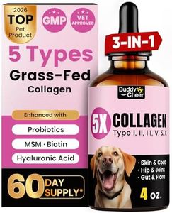 Liquid Collagen for Dogs - 5 Types of Grass-Fed Dog Collagen (I, II, III, V & X) with MSM, Biotin & Hyaluronic Acid, Collagen Drops Supporting Skin & Coat, Joint, Allergy & Itch Relief for Dogs -120ml