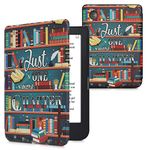 kwmobile Case Compatible with Kobo Clara 2E / Tolino Shine 4 - Case PU e-Reader Cover - Library Motto Multicolor