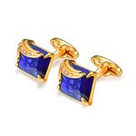 U7 Sapphire Crystal Cufflinks Gold Plated Accessory for Men