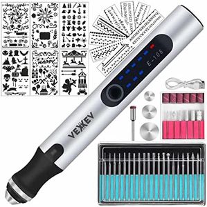 VEXXEV Engraving Pen Kit Electric USB Rechargeable Micro Engraver Cordless Carve Tool for Etching Carving Customizing DIY Art and Crafts on Wood Metal Glass Jewelry Nails Ceramic Stone Plastic Egg