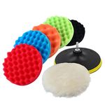 Buffing Polishing Pads, 7pcs Car Waxing Buffing Pads Kit Compound Auto Car Polisher + M14 Drill Adapter Kit Buffing and Polishing Pad Kit for Car Polishing Sanding Buffing Waxing Sealing Glaze(7inch)