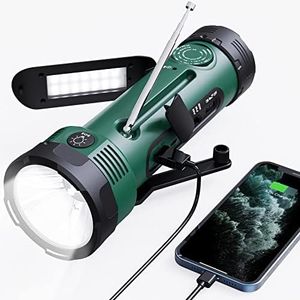 Emergency Solar Hand Crank Radio with 5 LED Flashlight for Survival, NOAA/AM/FM Portable Weather Alert Radio with Reading Lamp,Battery Operated,Portable Power Bank for Phone Charging,SOS Mode for Help