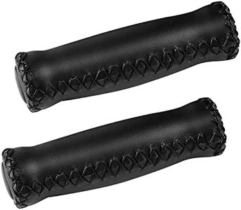 SOLODRIVE Bike Handlebar Grips, Vinyl Leather Grips, Hand-Stitched for Beach Cruiser Bike, Fits Most 22.2mm (7/8") Bicycle Handlebar (Black)