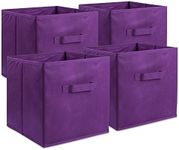 DII Foldable Fabric Storage Containers for Nurseries, Offices, Closets, Home Décor, Cube Organizers & Everyday Storage Needs, (Large - 11 x 11 x 11) Eggplant - Set of 4