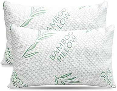 2 Pack Queen Size Rayon Derived from Bamboo Pillow, Cooling Shredded Memory Foam Bed Pillows Set – Back, Stomach, Side Sleepers, Removable Cover, Adjustable to Firm/Soft, Queen (Pack of 2)