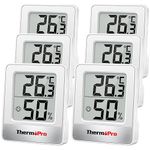 ThermoPro TP49 Digital Room Thermometer Indoor Hygrometer Mini Temperature Monitor Humidity Meter for Home Office Air Comfort Thermo Hygrometer, 6 Pieces