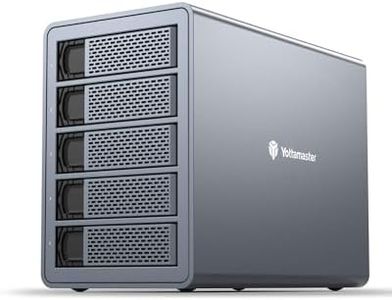 Yottamaster 5 Bay Hard Drive Enclosure, Aluminum USB3.0 3.5" HDD Enclosure for 3.5/2.5 Inch SATA HDD Support 90TB (5 x 18TB), Non-RAID Direct Attached Storage (DAS) with Fan & 150W Power- [FS5U3]