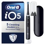 Oral-B iO5 Electric Toothbrushes For Adults, 1 Toothbrush Head & Travel Case, 5 Modes With Teeth Whitening, UK 2 Pin Plug, Black