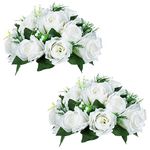 Nuptio Flower Balls for Wedding Centerpieces - 2 Pcs 9.5 inch Diameter Fake Flower Ball Arrangement Bouquet Party Centerpieces for Tables - White Bouquet Centerpiece Flowers for Table