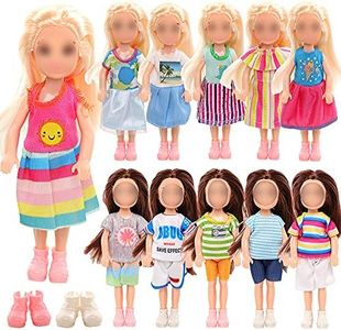 Miunana 5 Trajes para Muñeca de 6 Pulgadas Niño + 5 Vestidos para Muñeca De 6 Pulgadas Niña + 2 PCS Zapatos