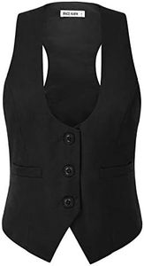 GRACE KARIN Women Plus Dressy Casual Versatile Racerback Vest Tuxedo Suit Waistcoat(L,Black)