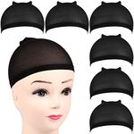 6PCS Black Stocking Wig Caps Stretchy Nylon Wig Caps Soft and Breathable Close End Wig Caps for Women and Men