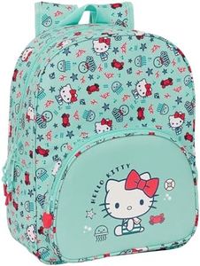 Safta HELLO KITTY SEA LOVERS - Mochila Escolar Infantil Animada, Mochila Niño, Mochila Infantil, Adaptable a Carro, Ideal para Niños en Edad Escolar, Cómoda y Versátil, 26x11x34 cm, Color Turquesa