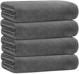 JML Bath Towels, Large Microfiber Bath Towels Set 4 Pack (30" x 60"), Lightweight & Soft Absorbent Bathroom Towels for Gym Yoga, Grey