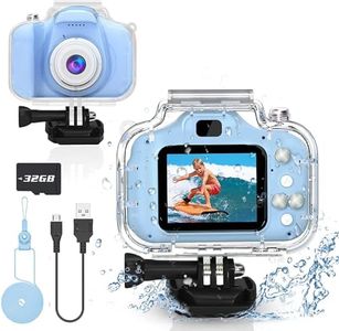 Kids Waterproof Digital Camera Gifts for 6 7 8 9 10 Year Old Action Kids Camera for Age 3-12 Christmas Birthday Gifts Underwater Video Recorder with 32GB SD Card (Sky Blue)