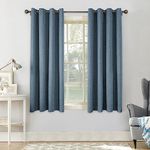 CUCRAF 100% Blackout Curtains Light Blue Curtains 63 Inch Drop 2 Panels Soft Texture Energy Saving Sun Blocking Eyelet TopThermal Curtains for Bedroom Living Room 52 X 63 Inch, Light Blue