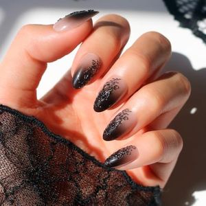 Glamnetic Halloween Press On Nails, Medium Almond Glossy, Til Death