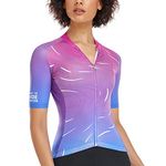 Santic Sight Fan Women Cycling Jersey Women Short Sleeves Cycling Top Ladies Bike Shirt for Women Breathable Purple S