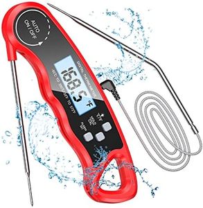 Meat Thermometer Instant Read, TEUMI Digital Food Thermometer with Dual Prode [1 Extra Wire Prode] and Alarm, BBQ Thermometer with ºF/ºC Button, Kitchen Cooking Thermometer for Oven Grill Smoker Candy
