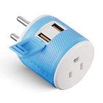 Orei U2U-18 Thailand Travel Plug Adapter - Dual USB - Surge Protection - Type O, 47*47*68mm