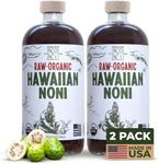 Healing Noni - 2-Pack Glass Bottle 32oz - Hawaiian Sparkling RAW Organic Juice - All-Natural Unsweetened Fresh Fruit - Farm Direct - USDA Certified