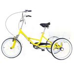HaroldDol 20 inch Tricycle, Adult Single Speed 3 Wheel Bike, Folding Trike with Basket fur Elderly(yellow)