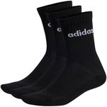 adidas Unisex Linear Crew Cushioned 3 Pairs Crew Socks, Black/White, M