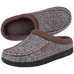 ULTRAIDEAS Men's Moccasin Slippers with Memory Foam Insole, Slip on House Slippers, Warm Faux Sherpa Lining House Shoes Clog with Nonslip Rubber Sole for Indoor & Outdoor,Brown,8-9 UK