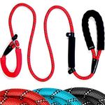 JACXO Bi-Functional Slip Lead for Dogs - Anti Pull, Anti-Choke 1.8m & 1.5m Strong Training Lead for Medium and Large Dogs - Reflective Rope Dog Leash (180cm, Red)