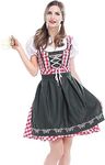 maxToonrain Oktoberfest Outfit Women,Womens Bavarian Dirndl Dress German Beer Festival outfits Halloween Costumes for Women ladies((Large,red plaid)