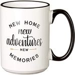 New Home 15 oz Ceramic Coffee Mug | Premium House Warming Party Present Lettered Tea Cup | First Time Home Owner Gifts for Men, Women | Home, Office, Kitchen Decoration