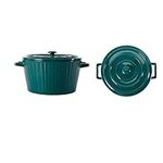 JTBDWOSK Casserole Dish Small Ceramic with Lid Lasagna Pan, Instant Noodle Pot Soup Bowl Binaural Ceramic Pot, Breakfast Bowl Suitable for Microwaves, Ovens, Dishwashers,Green