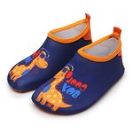 HausFine Kids Water Shoes Beach Socks Boys Girls Barefoot Quick-Dry Non-Slip Swim Socks Aqua Water Shoes Kids Multicolor Cartoon Dinosaur Starfish Whale Water Shoes, Blue Orange Dinosaur, 26/27 EU